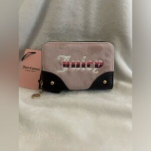 Juicy Couture Retro Vibe Double Medium Zip Wallet Dusty Blush chocolate Brown